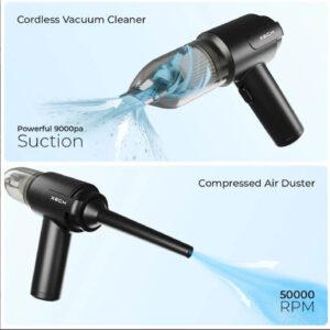 Xech Vacuum Cleaner with Blower & Inflator | Cordless Vacuum Cleaner for Home Use | 2 in 1 Car Vacuum with Air Duster |Rechargeable 9000pa (V-Gun PRO)