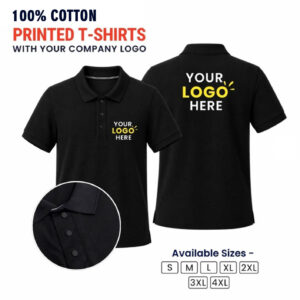 100% Cotton Customized Polo Neck T-shirt - Black