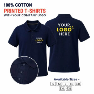 100% Cotton Customized Polo Neck T-shirt - Navy Blue