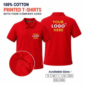 100% Cotton Customized Polo Neck T-shirt - Red