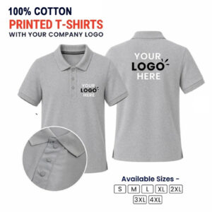 100% Cotton Customized Polo Neck T-shirt - Grey