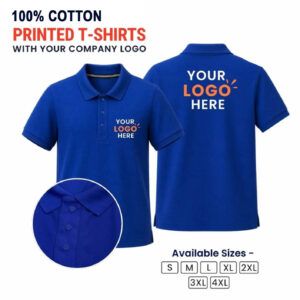 100% Cotton Customized Polo Neck T-shirt - Royal Blue