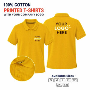 100% Cotton Customized Polo Neck T-shirt - Yellow