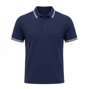 100% Cotton Polo Neck Promotional T-shirt with 2 Line Tipping on Collar and Sleeves